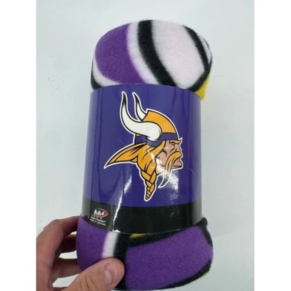 Minnesota Vikings Fleece Throw Blanket 50x60 Purple Gold Logo New NFL